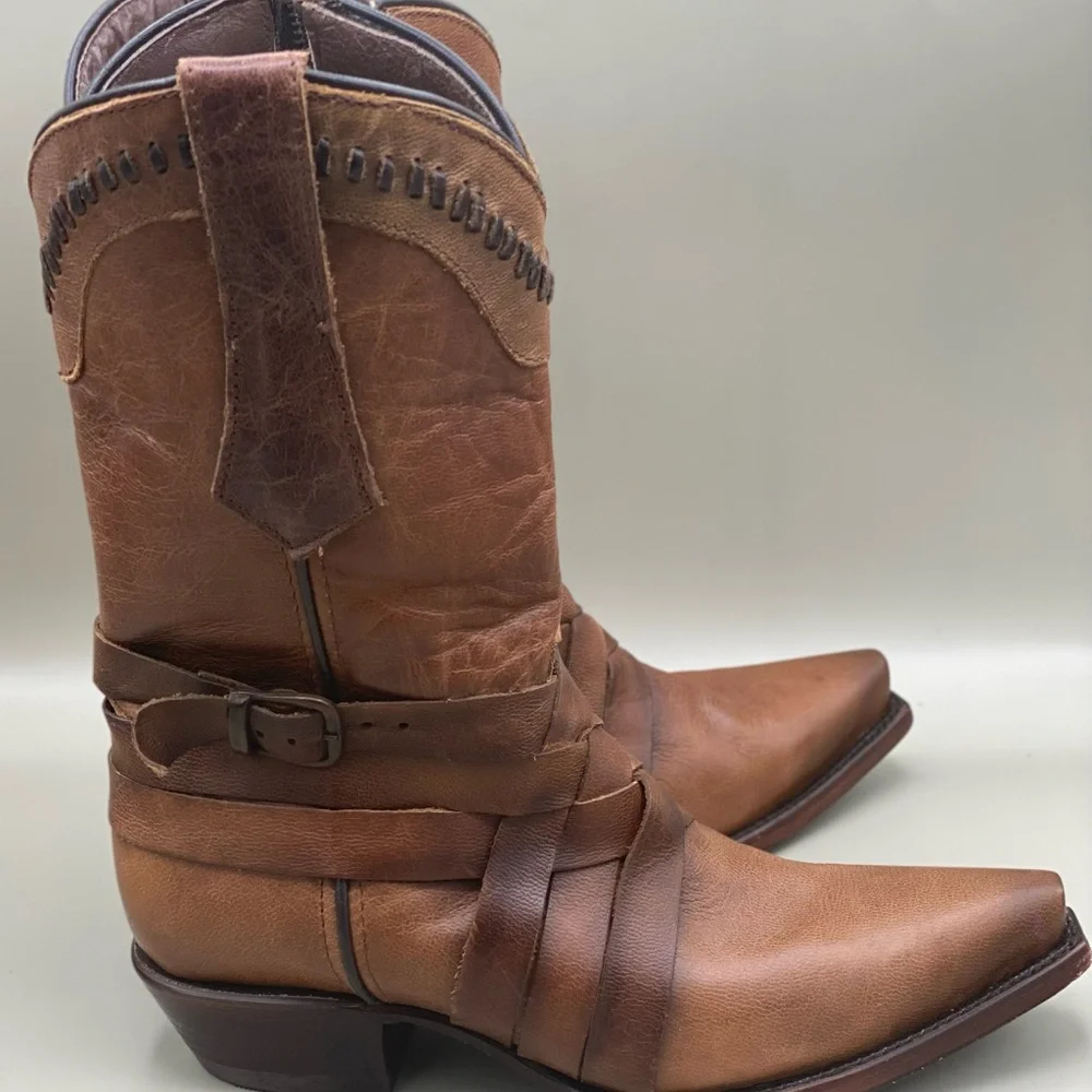 Texas Country Women’s Brown Leather Western Cowboy Boots Pointed Toe Size 7 - Picture 3 of 16